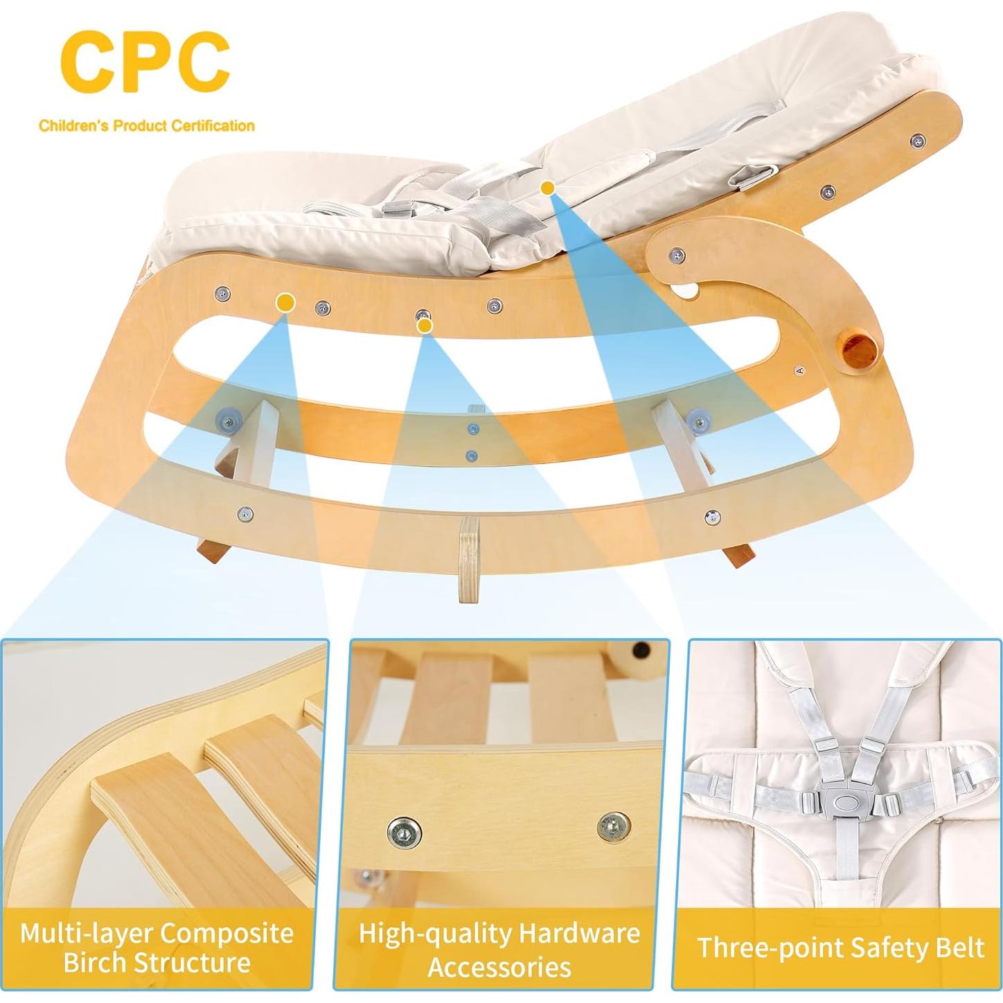 Silla Mecedora Ajustable 3 en 1 MallBest para Bebés Beige