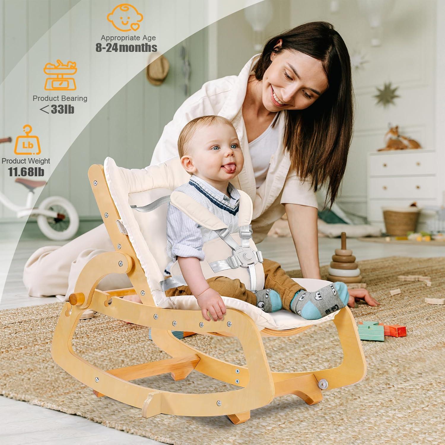 Silla Mecedora Ajustable 3 en 1 MallBest para Bebés Beige