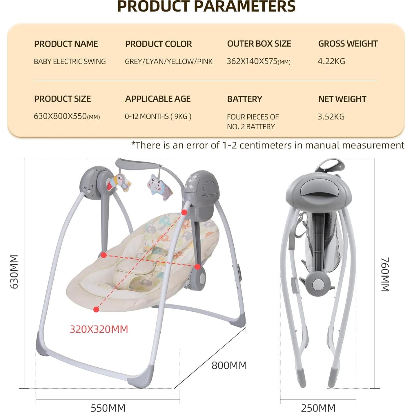 Mecedora Eléctrica Portátil para Bebés Comfort 25104