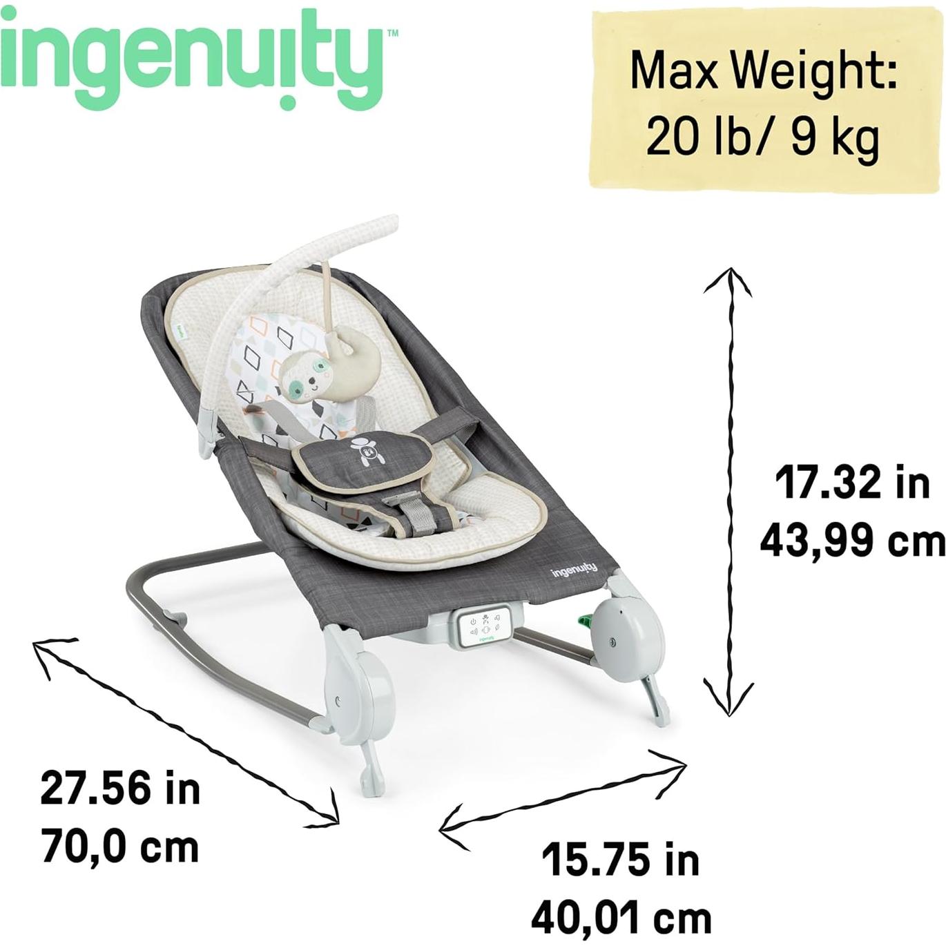 Silla de Rebotar y Balancear Ingenuity Happy Belly Gris