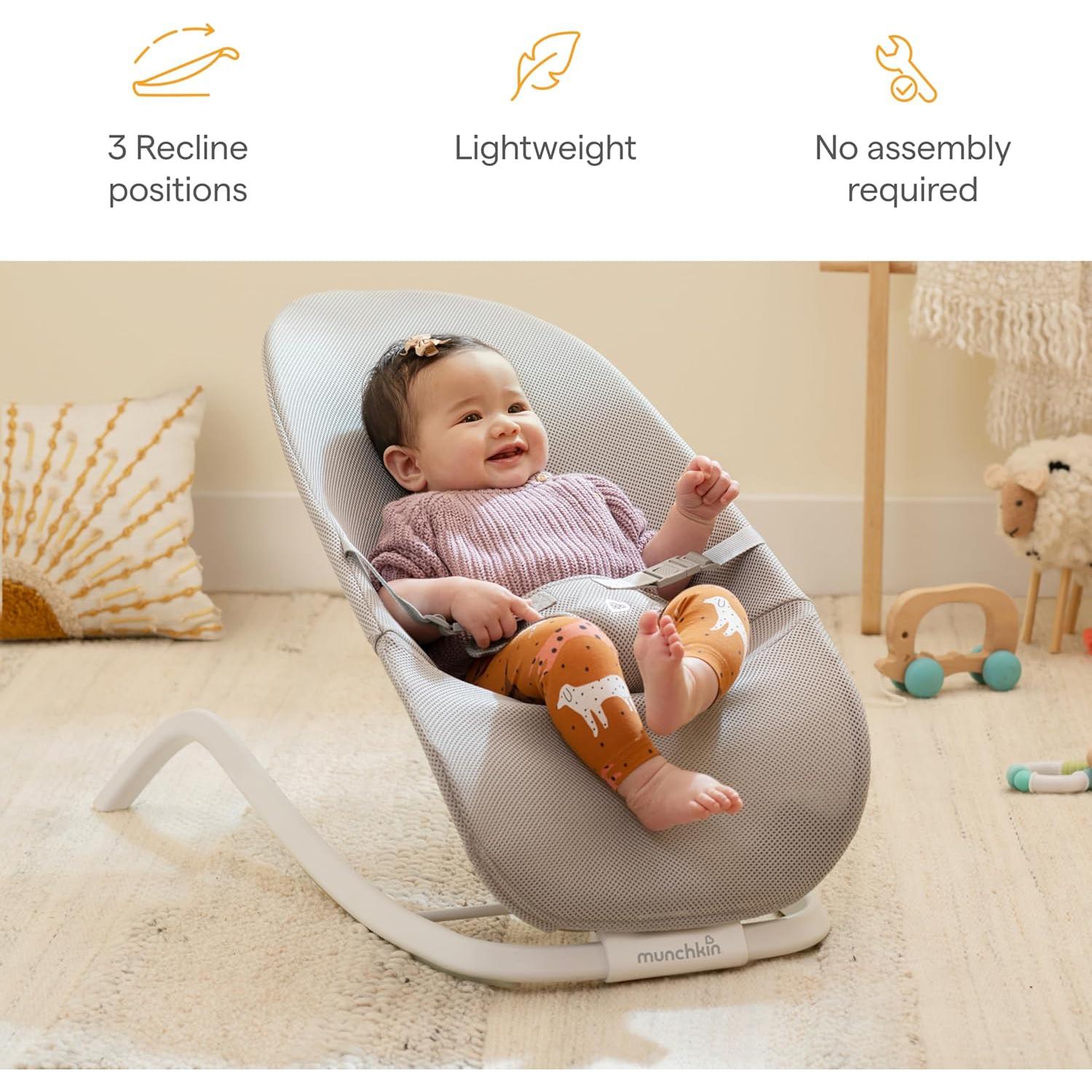 Munchkin Asiento Balanceador y Mecedora 2-en-1 para Bebés Gris