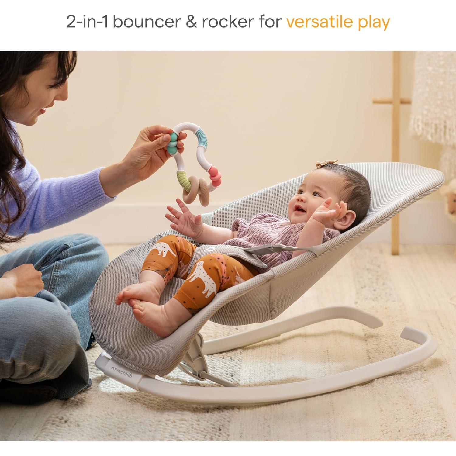 Munchkin Asiento Balanceador y Mecedora 2-en-1 para Bebés Gris