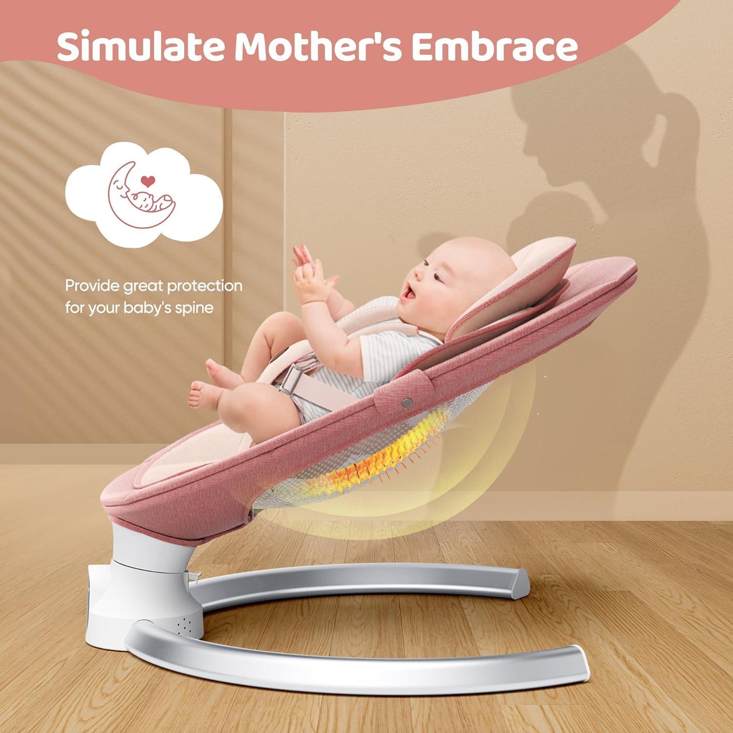 Columpio Eléctrico para Bebés BB706 - Rosa, 5 Velocidades, Bluetooth