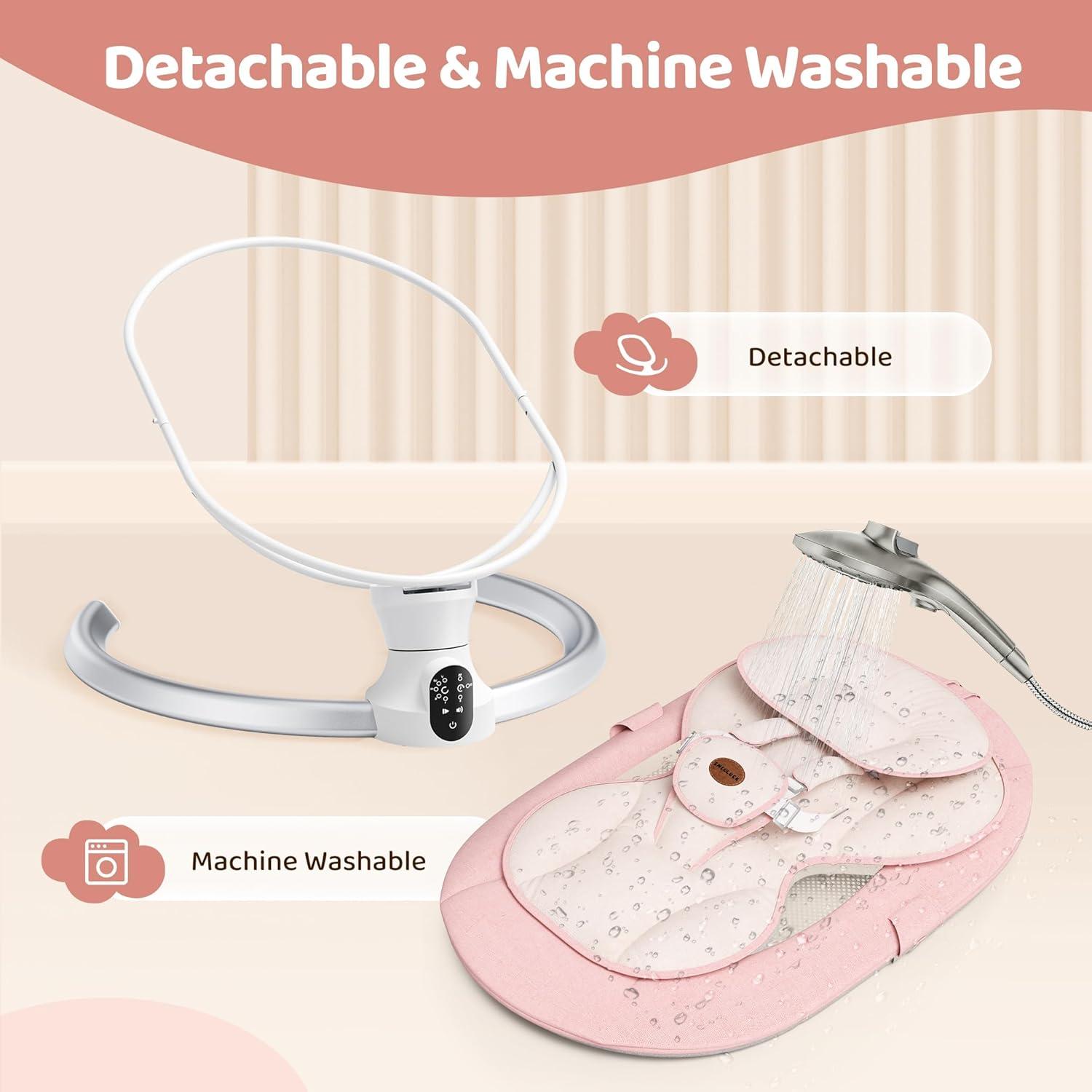 Columpio Eléctrico para Bebés BB706 - Rosa, 5 Velocidades, Bluetooth