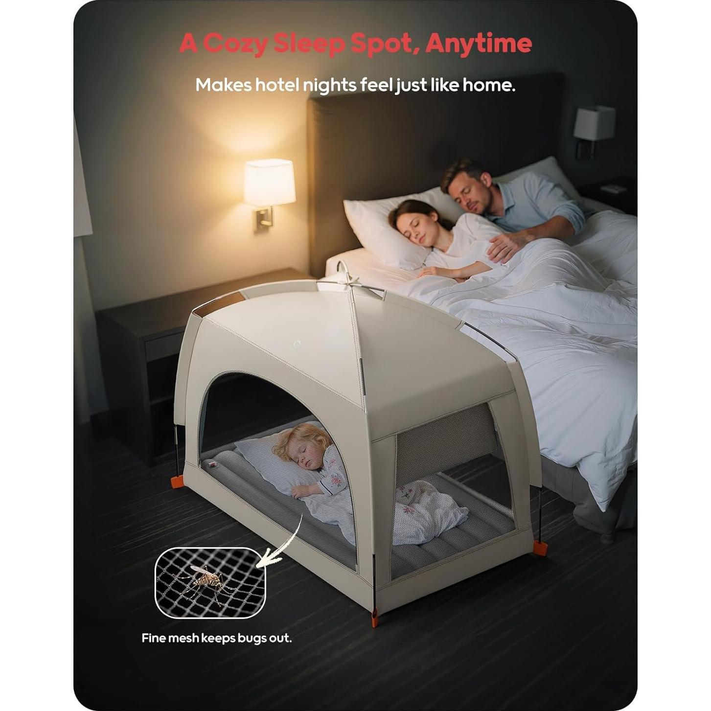 Cama de viaje inflable QPAU para niños con tienda 133.7x82.8cm