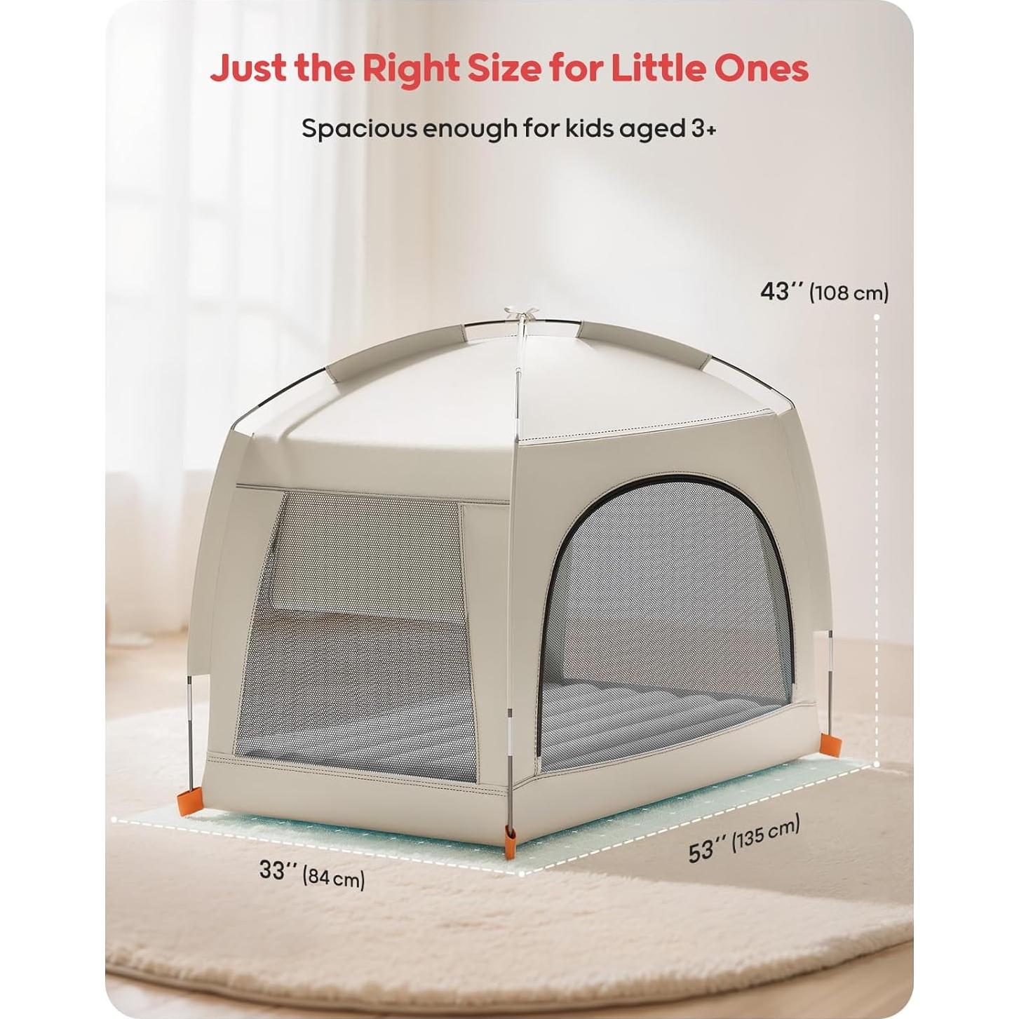 Cama de viaje inflable QPAU para niños con tienda 133.7x82.8cm