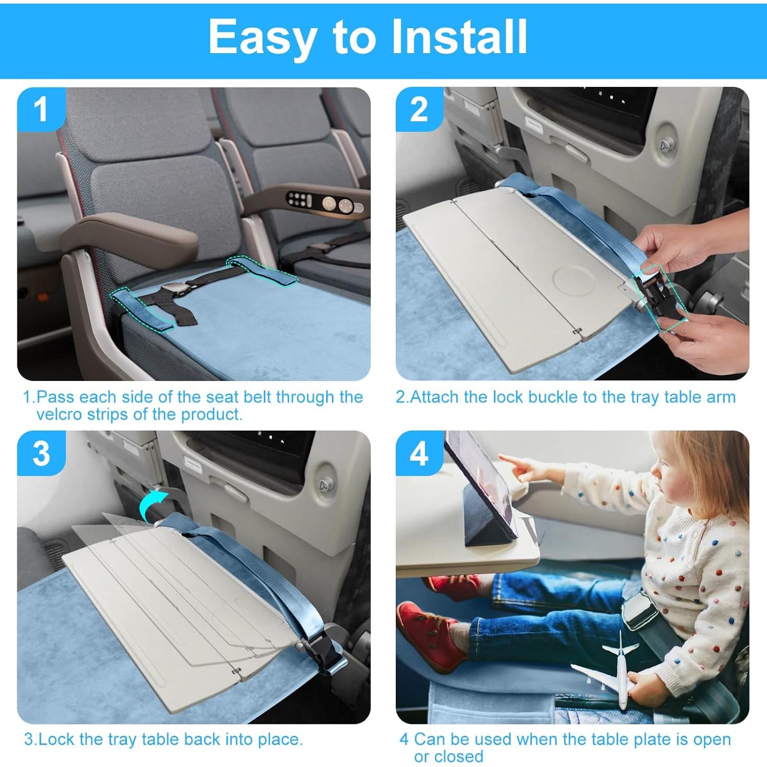 Cama de avión portátil COZYBONDER para niños - Azul, 80x45 cm