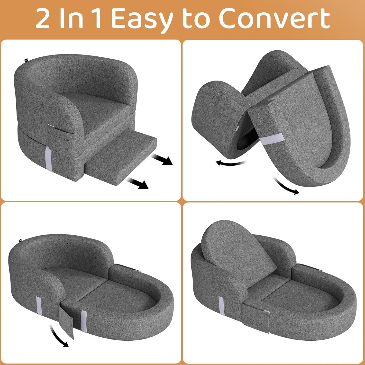 Cama de viaje 2-en-1 Cowiewie para niños - Sofá portátil plegable