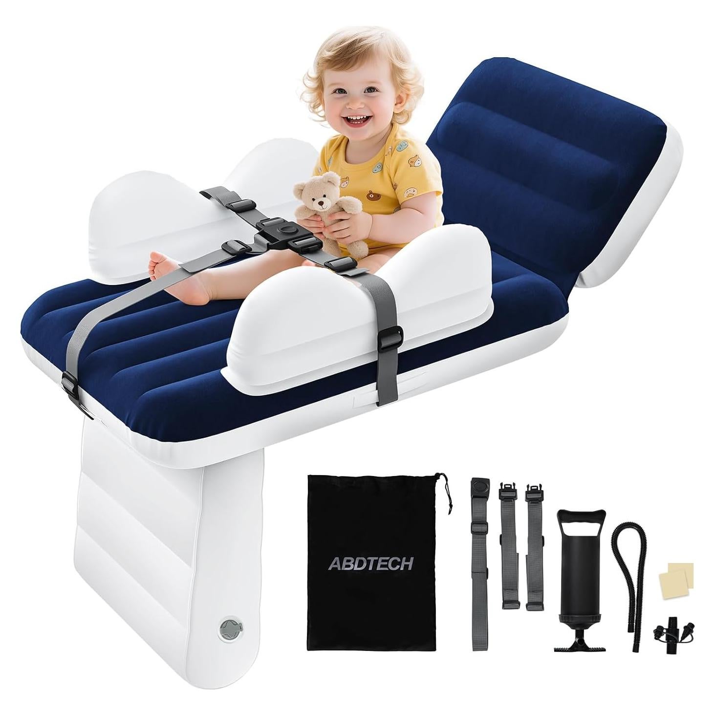 Cama Inflable para Niños Abdtech Azul con Portavasos y Seguridad