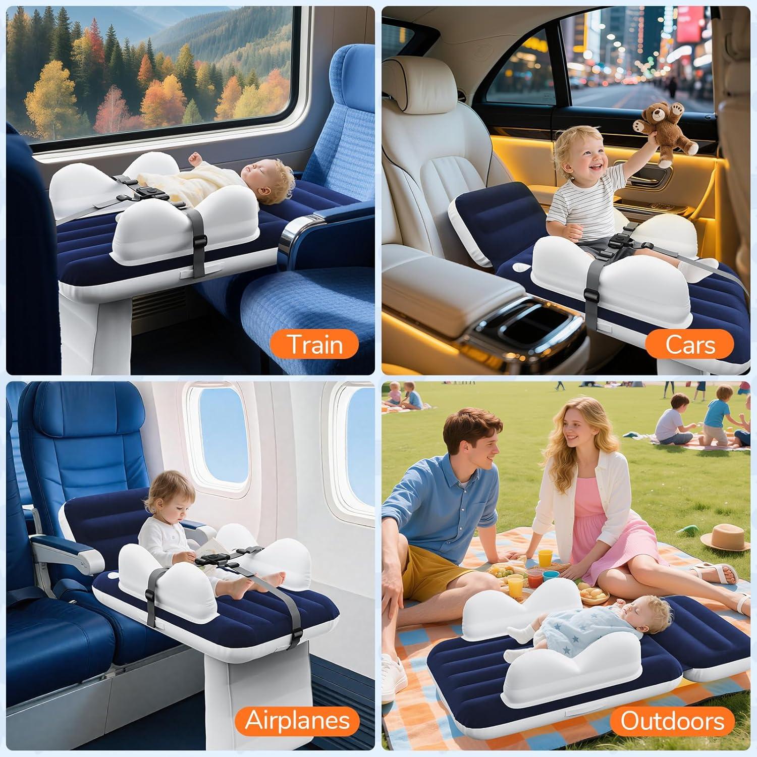 Cama Inflable para Niños Abdtech Azul con Portavasos y Seguridad