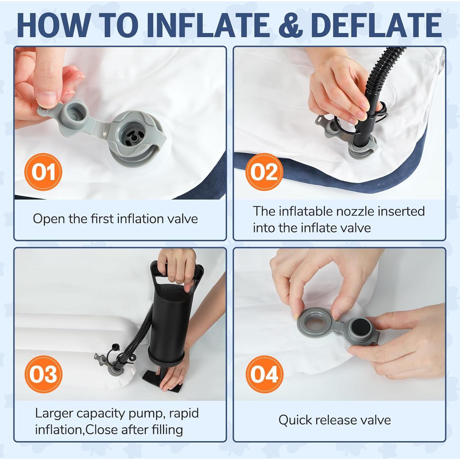 Cama Inflable para Niños Abdtech Azul con Portavasos y Seguridad