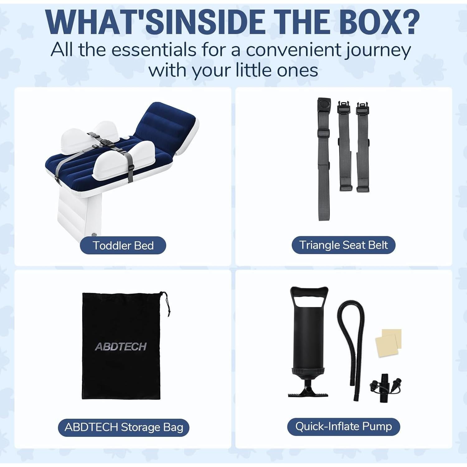 Cama Inflable para Niños Abdtech Azul con Portavasos y Seguridad