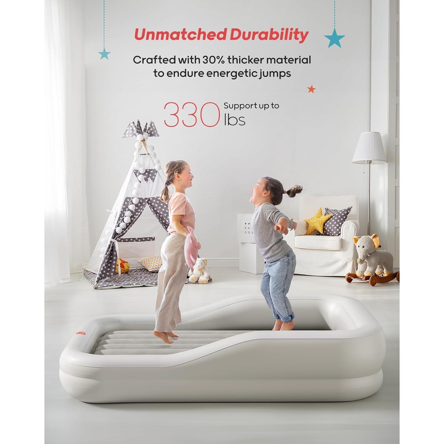 Cama de viaje inflable QPAU para niños 169.5x120 cm Gris