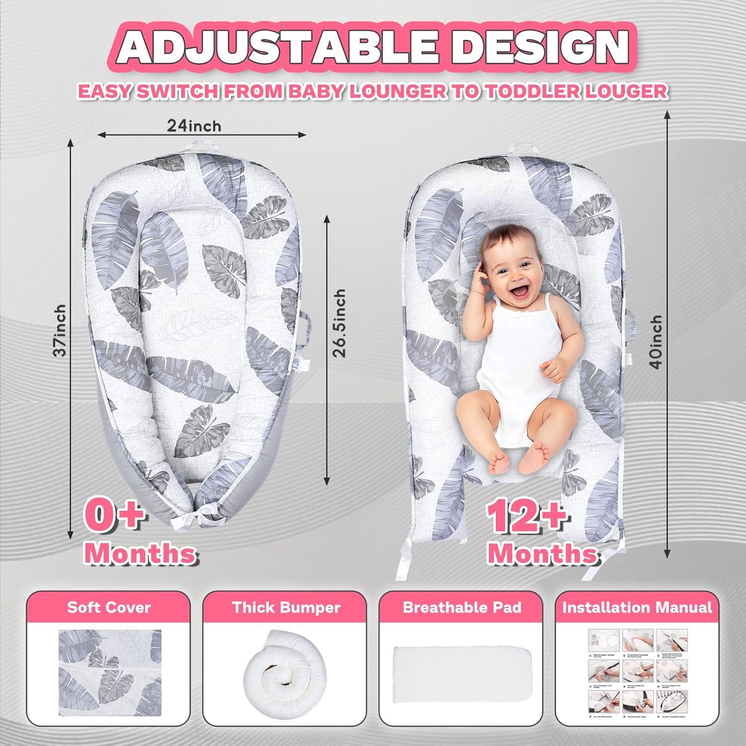 Cojín para Bebé Cute Cuddles Gris - Nido de Algodón 35x28 cm