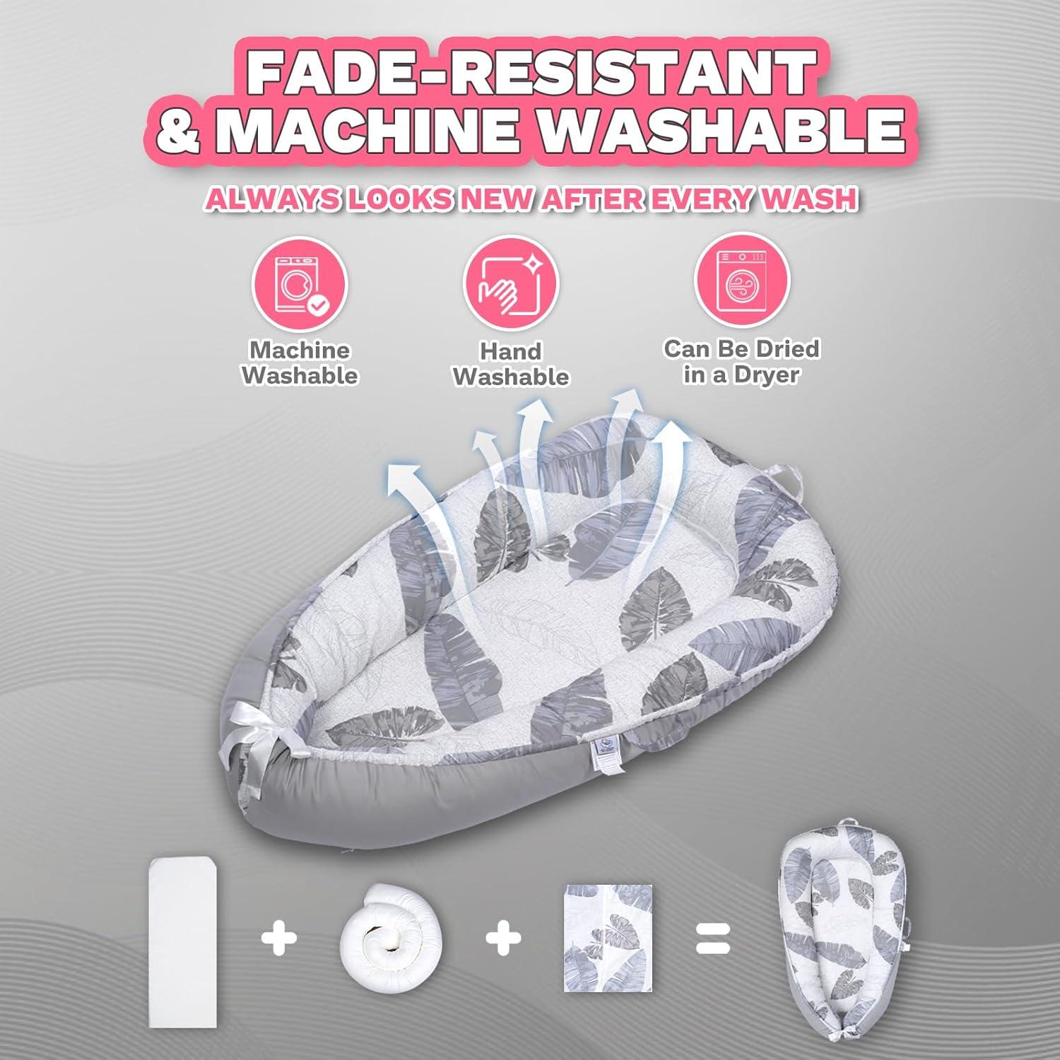 Cojín para Bebé Cute Cuddles Gris - Nido de Algodón 35x28 cm