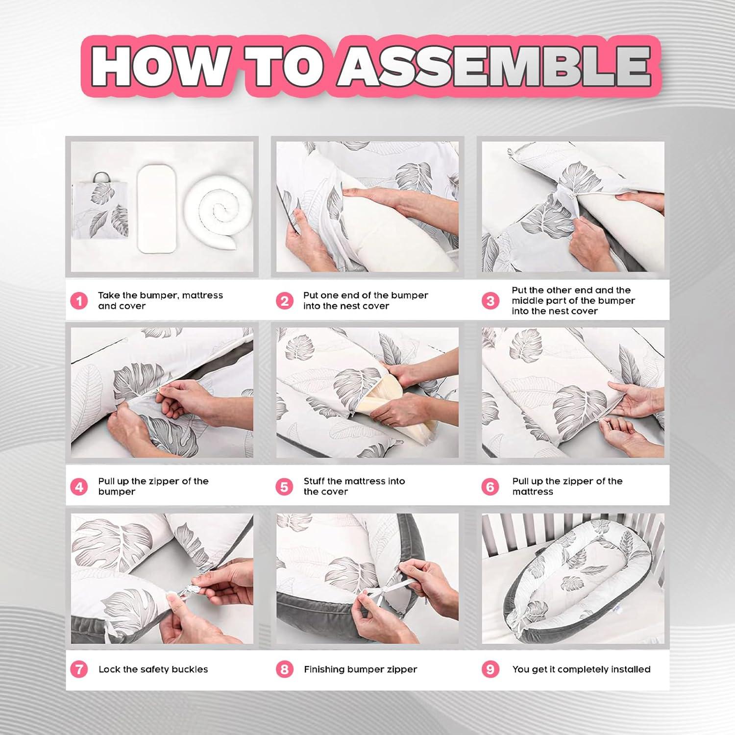 Cojín para Bebé Cute Cuddles Gris - Nido de Algodón 35x28 cm