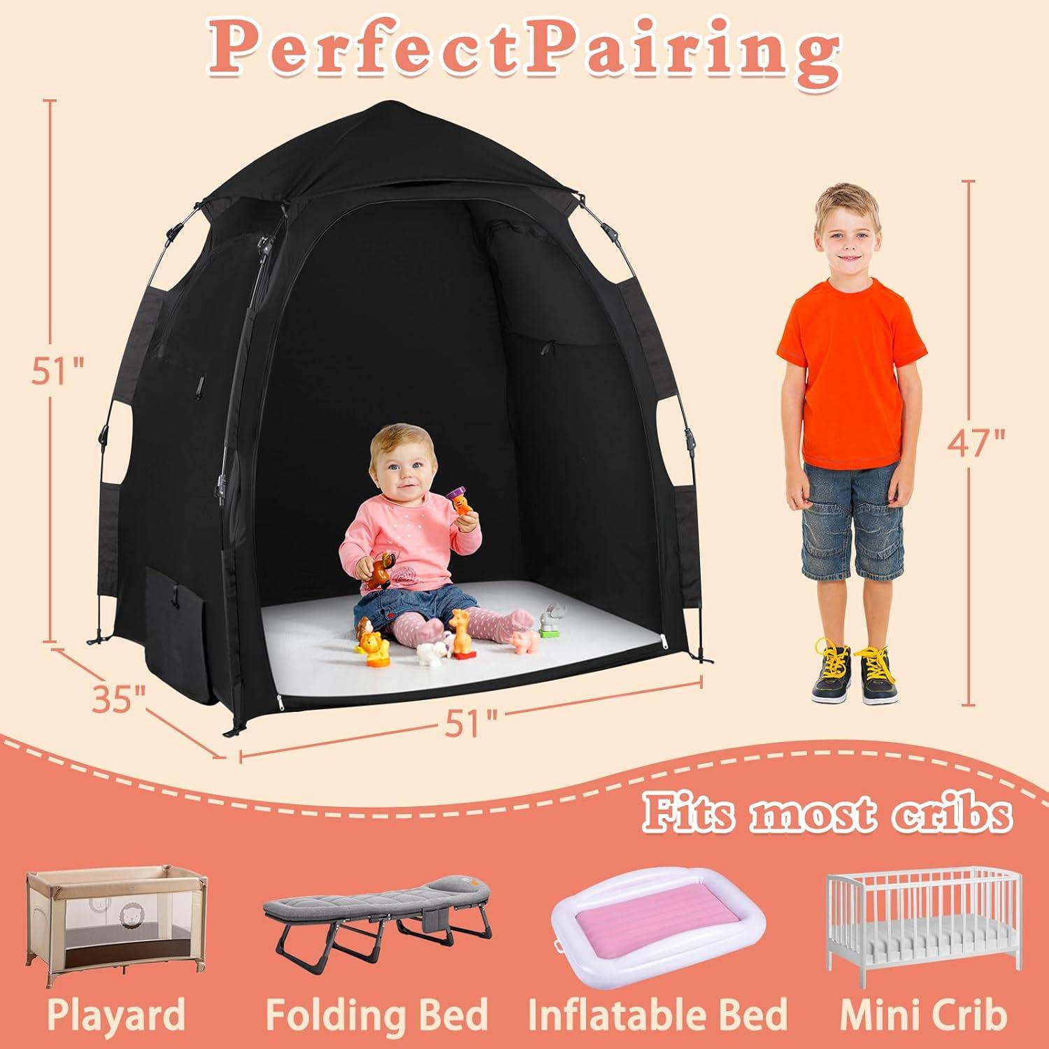 Carpa de Oscurecimiento WANRU para Pack and Play 88.9x129.5cm