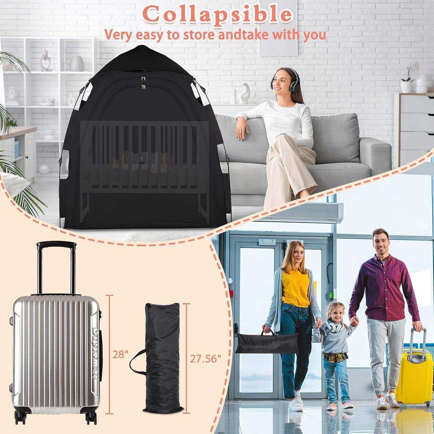 Carpa de Oscurecimiento WANRU para Pack and Play 88.9x129.5cm