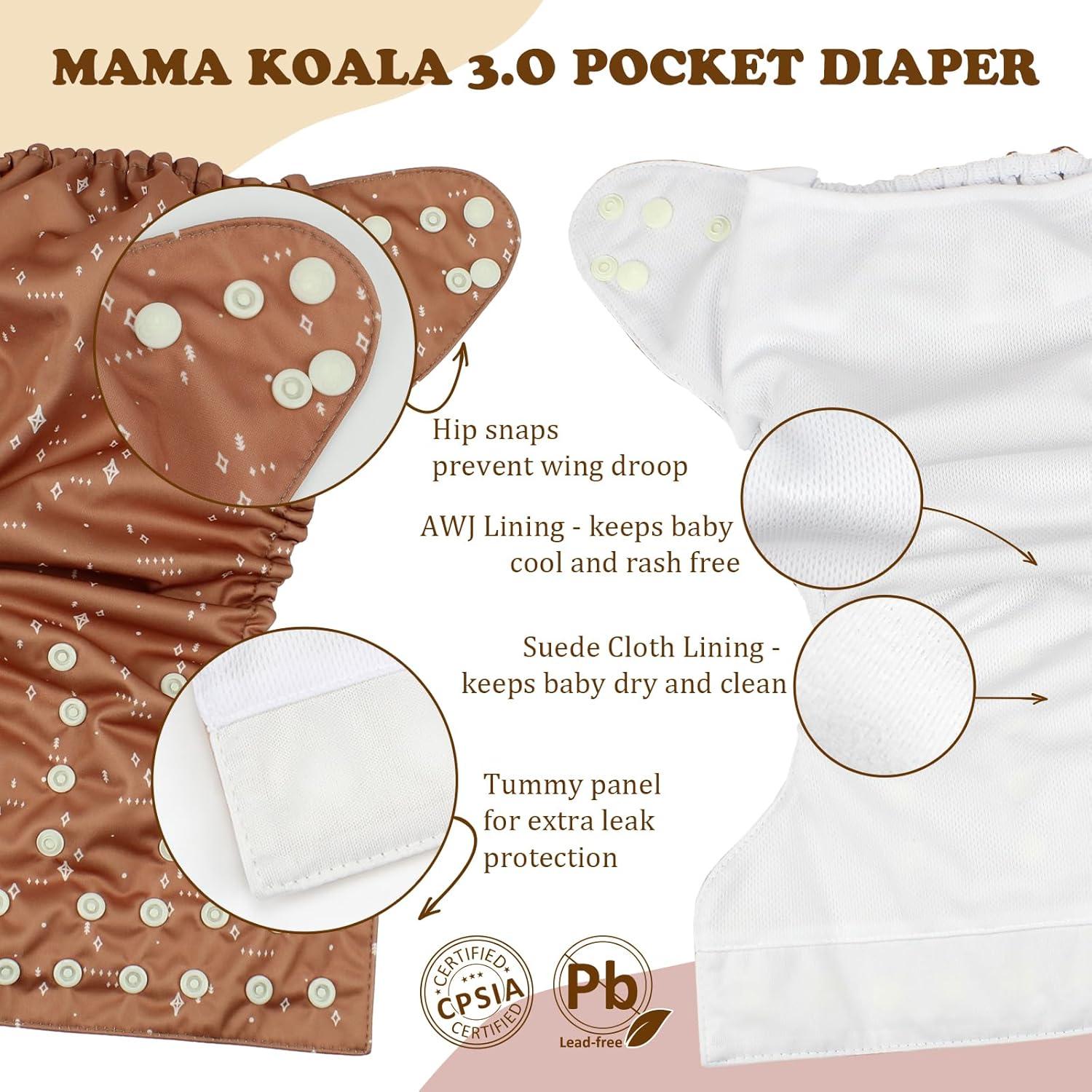 Paquete de 6 Pañales de Tela Pocket Mama Koala Neutros