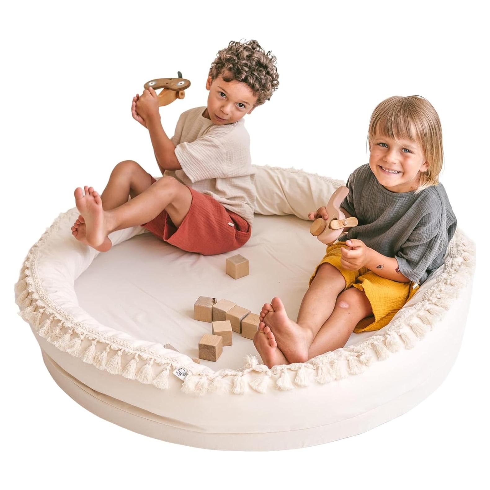 Alfombra de Juego Redonda MINICAMP 107 cm Algodón Natural Boho