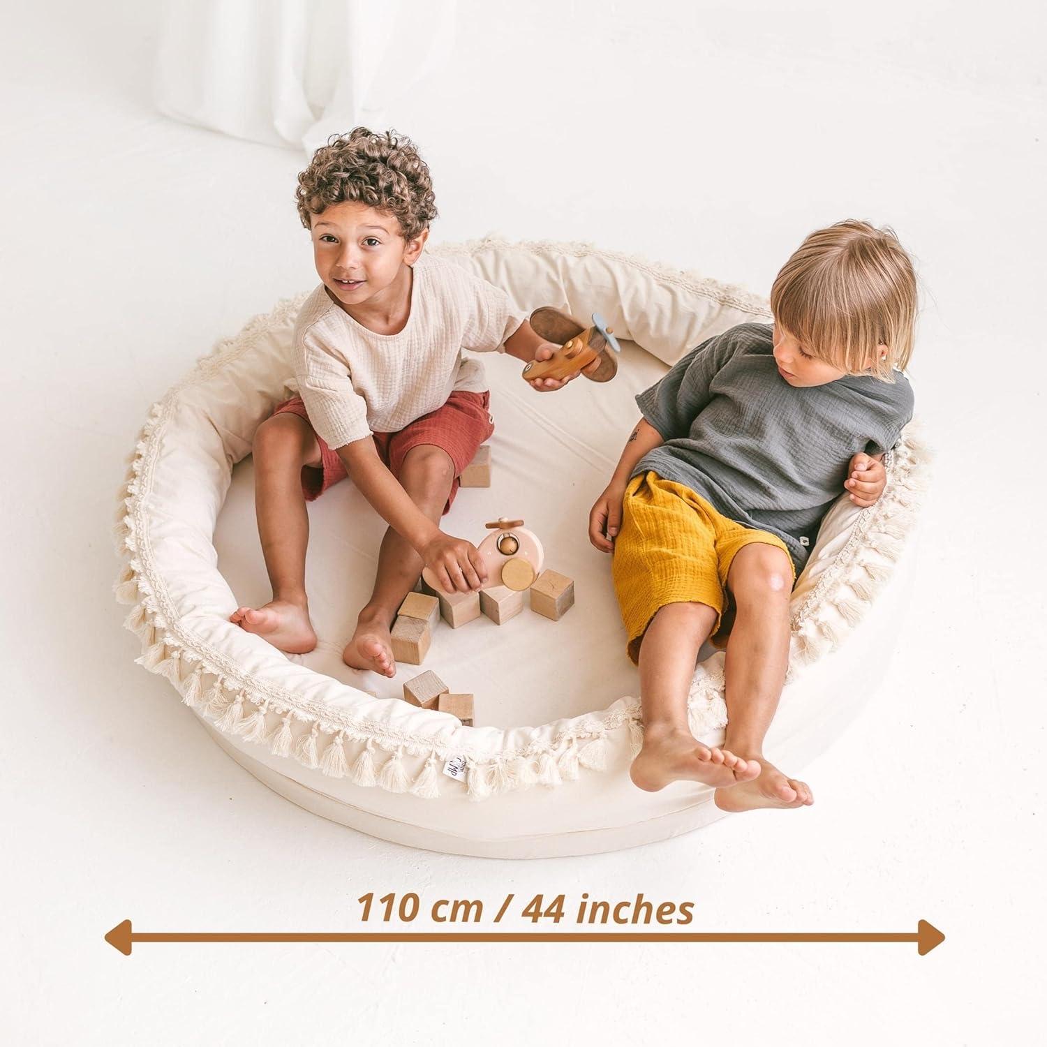 Alfombra de Juego Redonda MINICAMP 107 cm Algodón Natural Boho