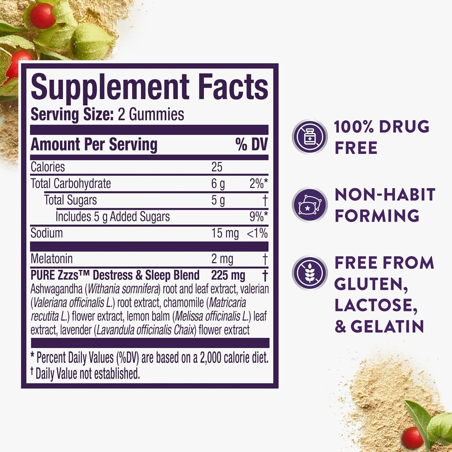 Gominolas de Melatonina ZzzQuil PURE Zzzs De-Stress 60 Unidades