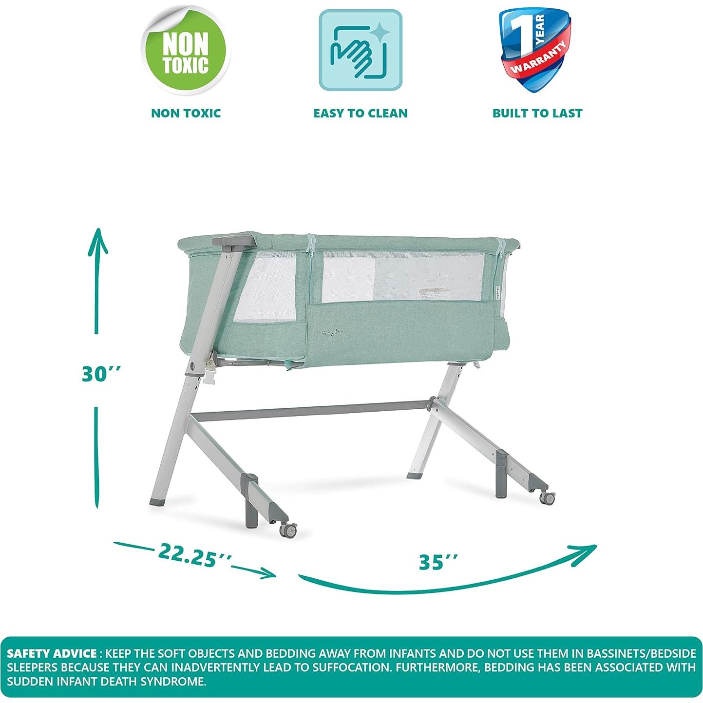 Cuna y Dormilón Dream On Me Skylar Menta, Altura Ajustable
