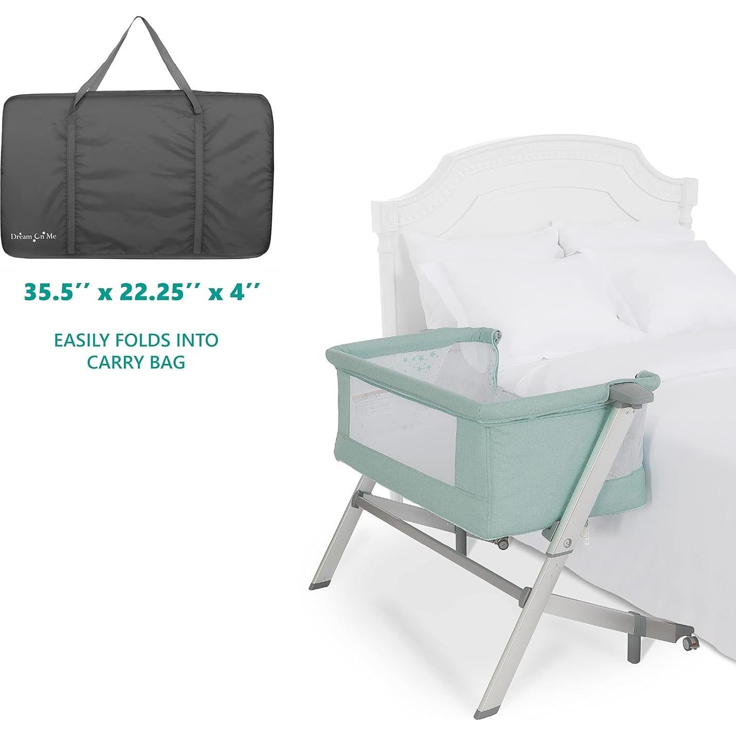 Cuna y Dormilón Dream On Me Skylar Menta, Altura Ajustable