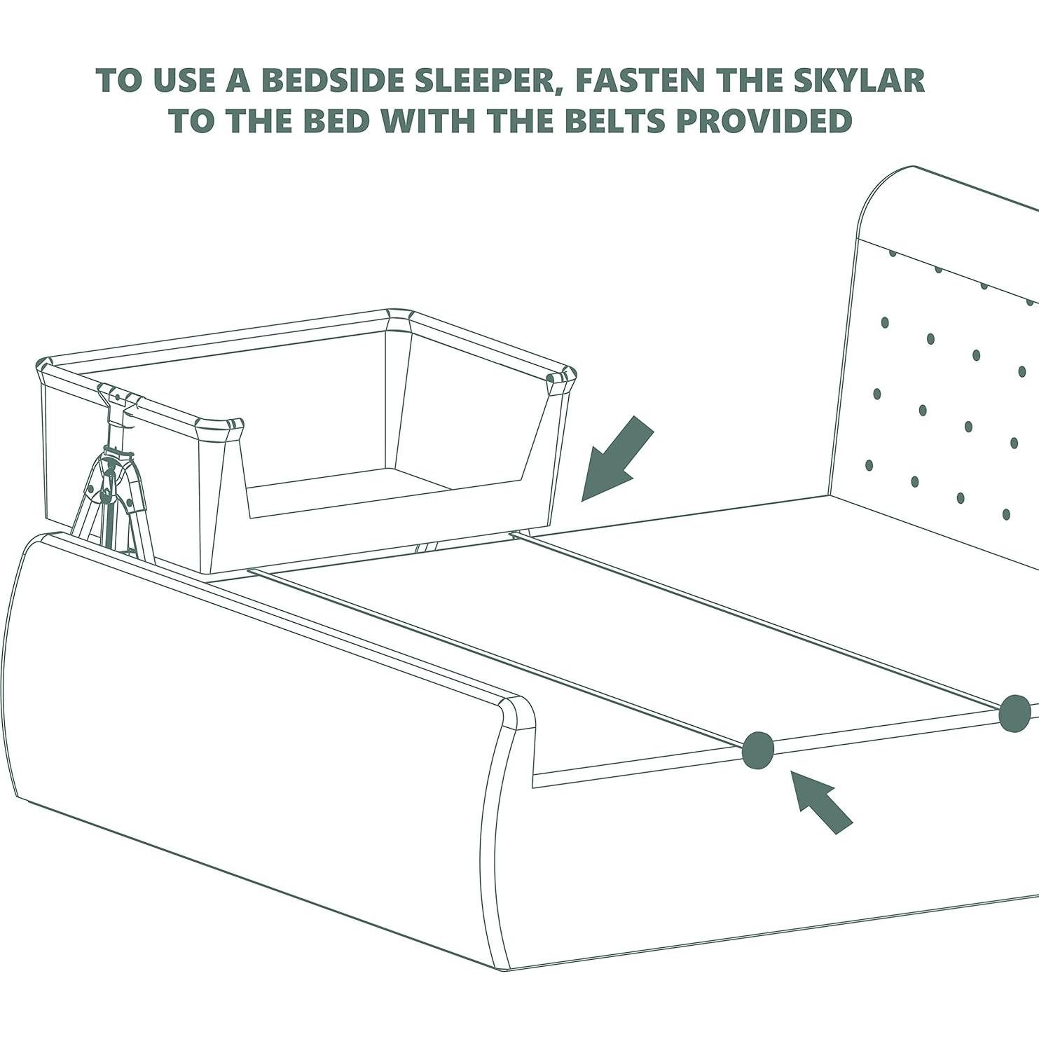 Cuna y Dormilón Dream On Me Skylar Menta, Altura Ajustable