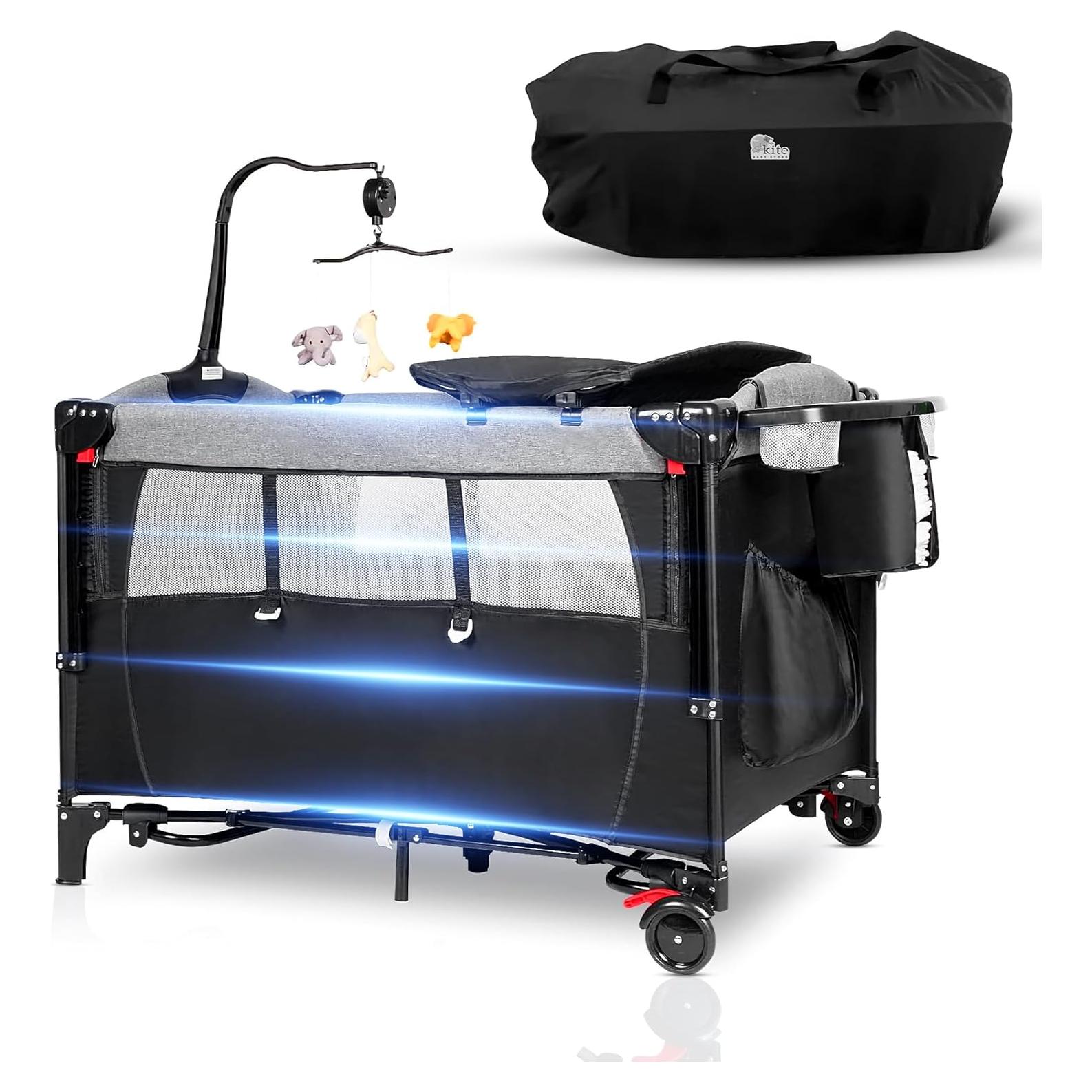 Cuna 5 en 1 Portátil Kite Baby - Cambiador, Parque Infantil