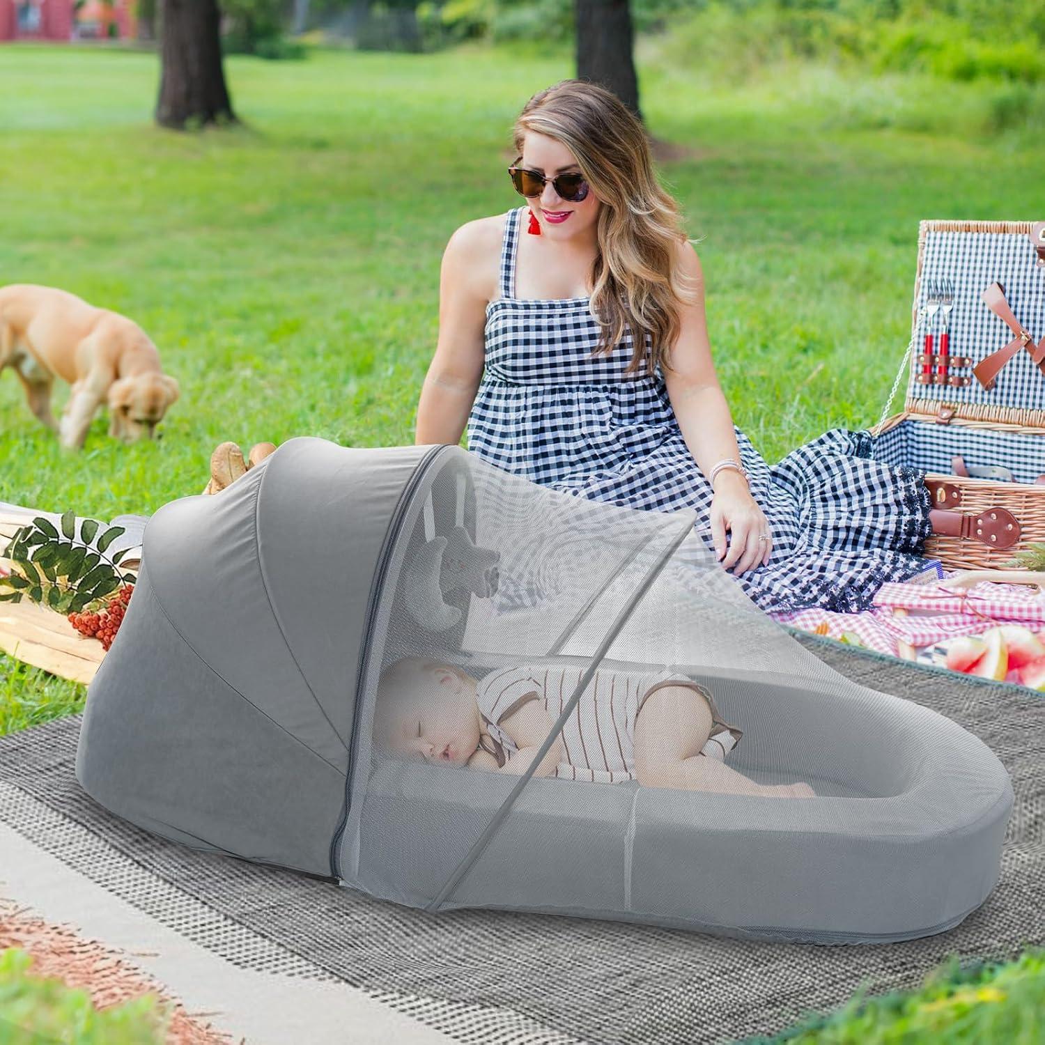 Cama y Sofá de Viaje Portátil Cutebeams Tamaño S Gris