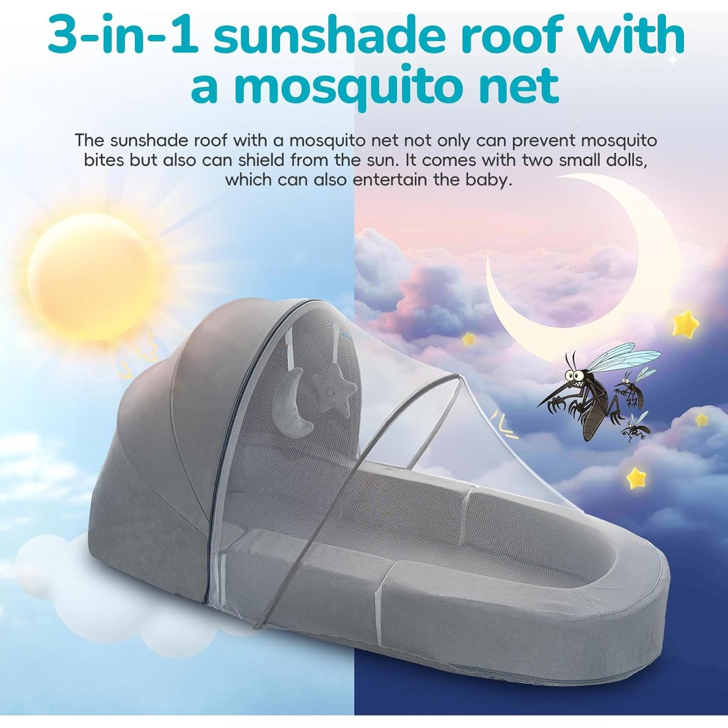 Cama y Sofá de Viaje Portátil Cutebeams Tamaño S Gris