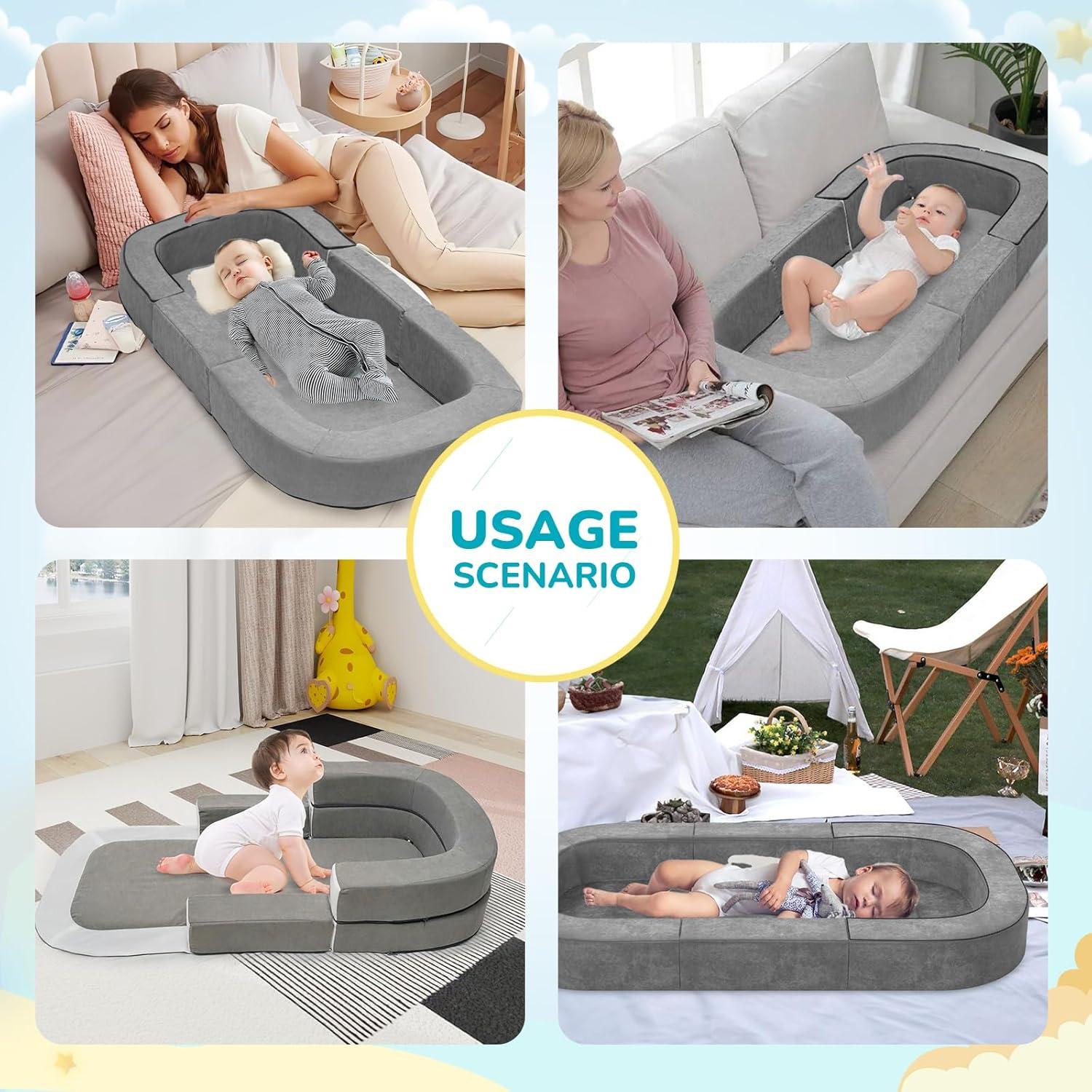 Cama y Sofá de Viaje Portátil Cutebeams Tamaño S Gris