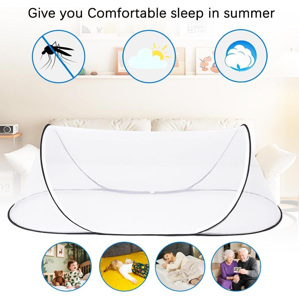 Carpa Mosquito Plegable Akiky Blanca 198x79x56cm para Camping