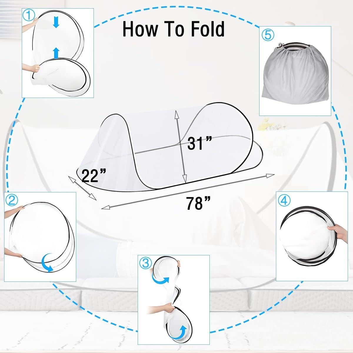 Carpa Mosquito Plegable Akiky Blanca 198x79x56cm para Camping