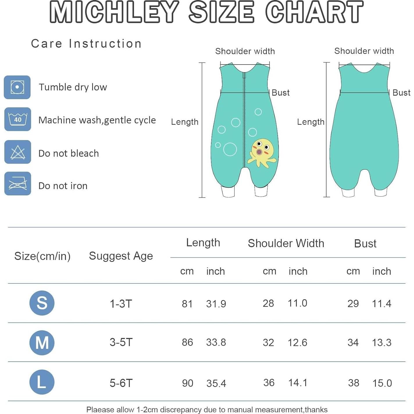 Saco de Dormir MICHLEY para Niños 5-6T Verde Sin Mangas