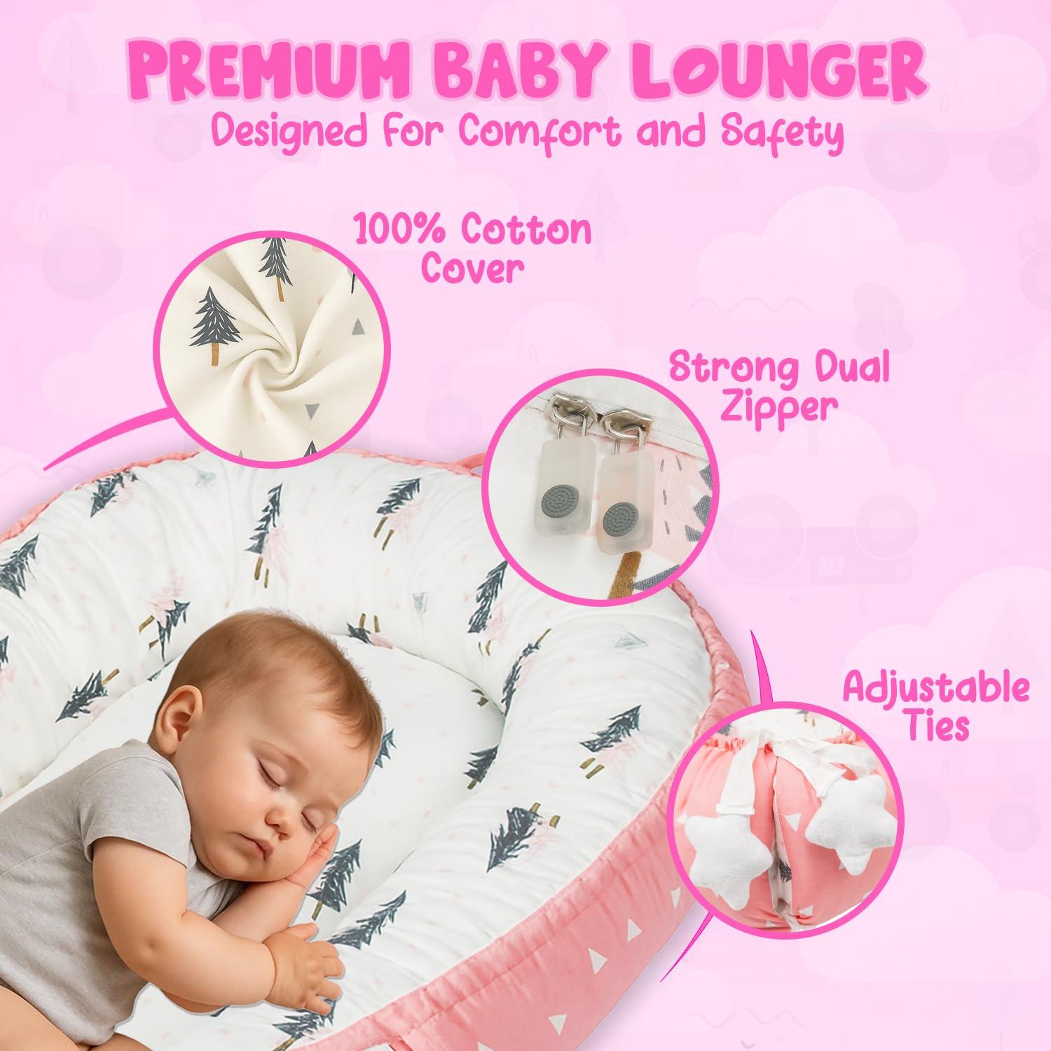 Cuna Portátil para Bebé Snugglez 100% Algodón Rosa 83.82x48.26cm