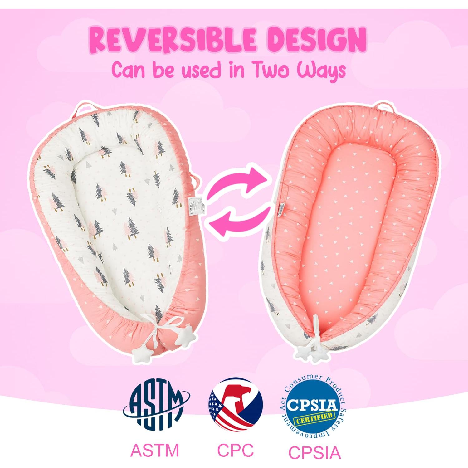 Cuna Portátil para Bebé Snugglez 100% Algodón Rosa 83.82x48.26cm