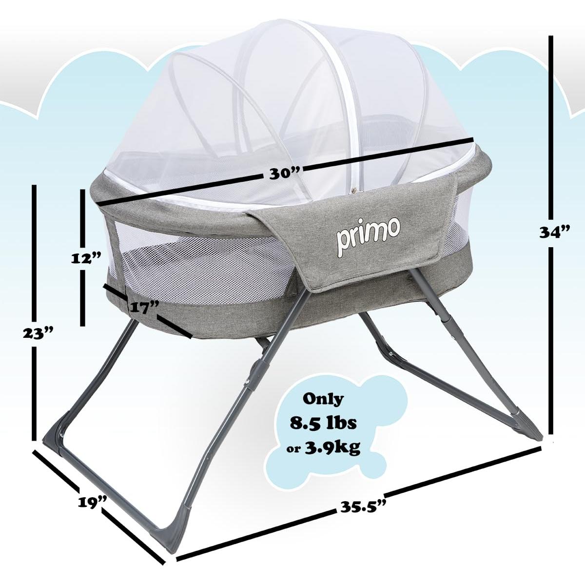 Cuna de viaje plegable Primo Deluxe Cocoon - Gris claro