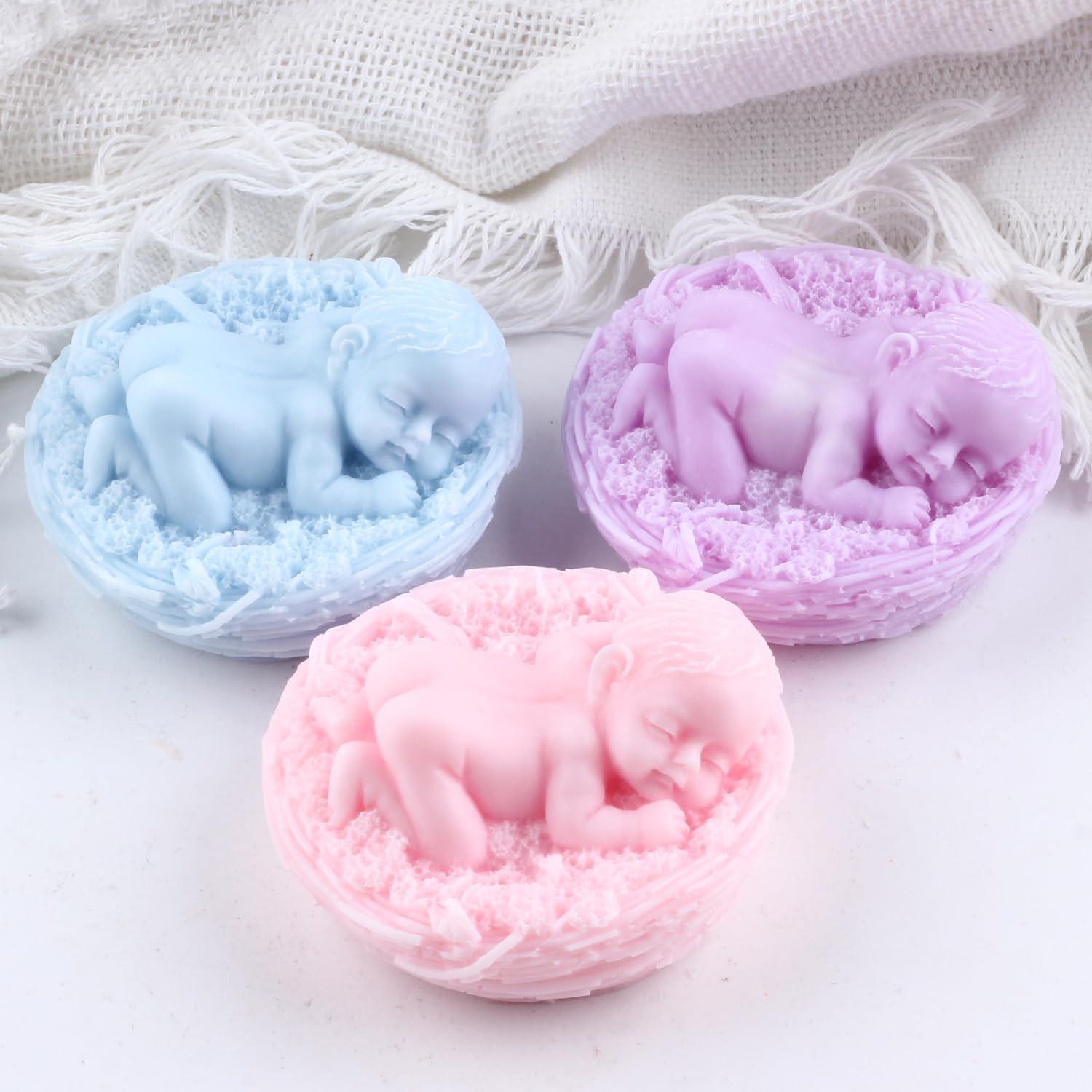 Molde de Vela 3D Bebé Durmiendo Silicona GLITZXFH 8.27x5.51cm