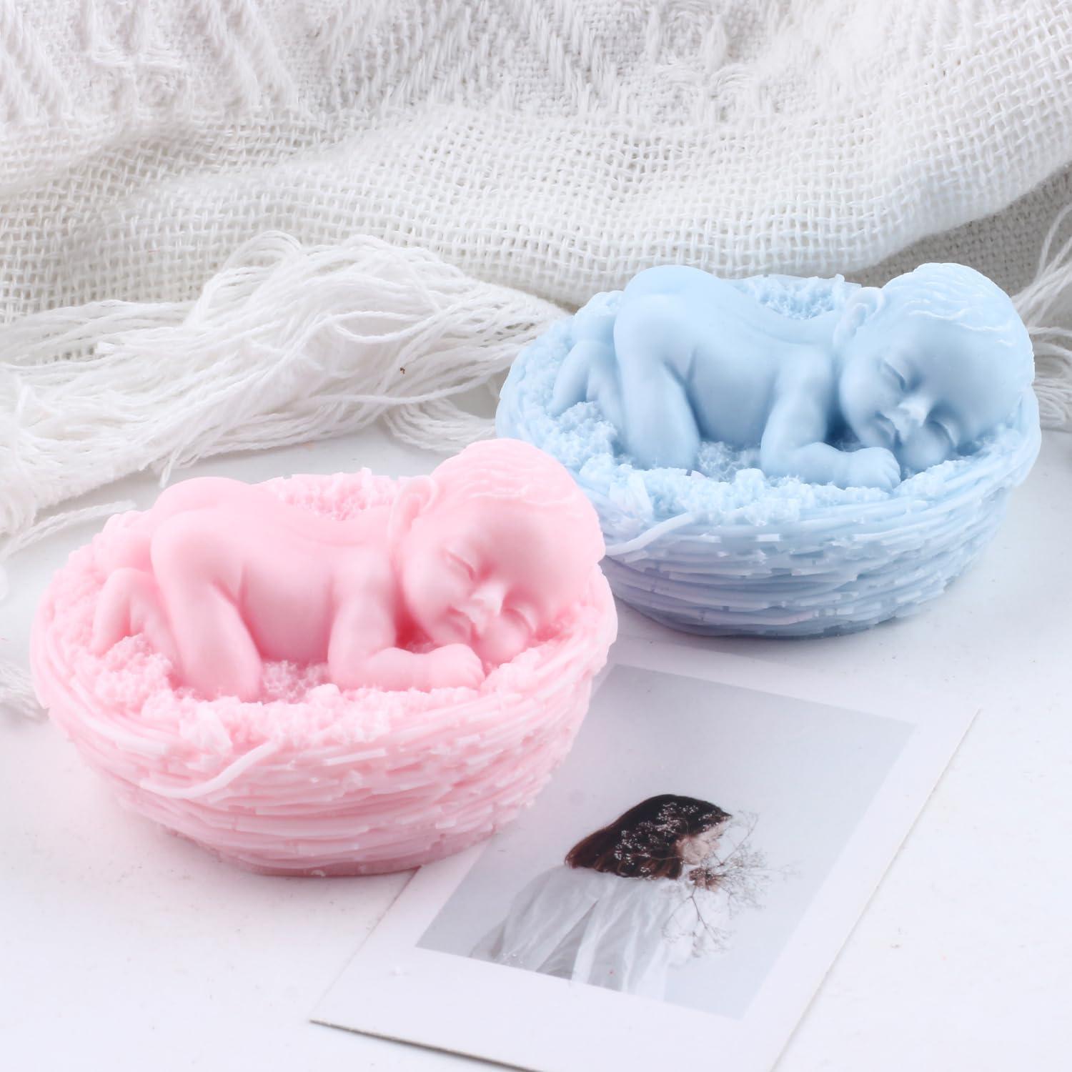 Molde de Vela 3D Bebé Durmiendo Silicona GLITZXFH 8.27x5.51cm