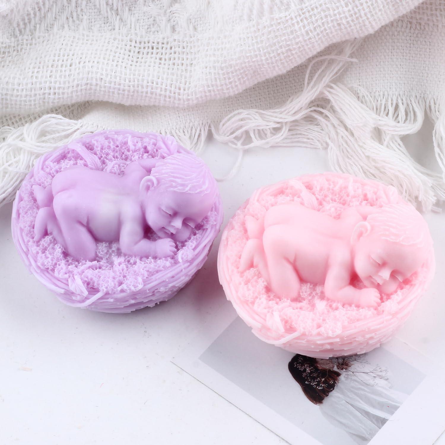 Molde de Vela 3D Bebé Durmiendo Silicona GLITZXFH 8.27x5.51cm