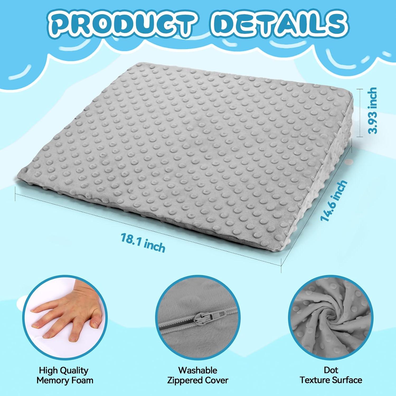 Cojín en Cuña Inqigi para Niños, Espuma de Memoria, Gris