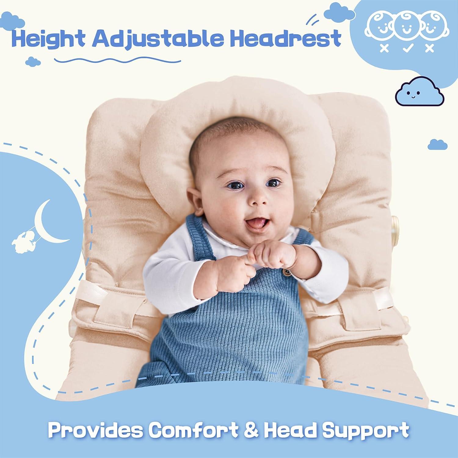 Silla Mecedora para Bebés 3 en 1 de Madera Beige - Arnés 5 Puntos