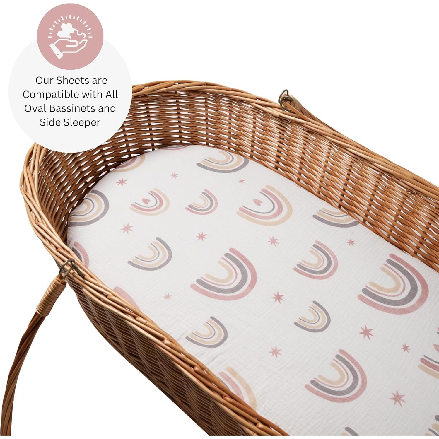 Sábanas de Muselina Tansy Panda para Cuna 81x41 cm Rosa