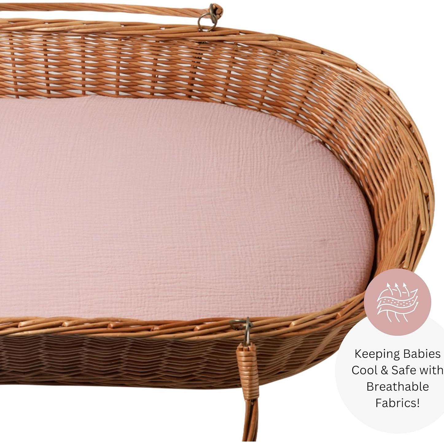 Sábanas de Muselina Tansy Panda para Cuna 81x41 cm Rosa