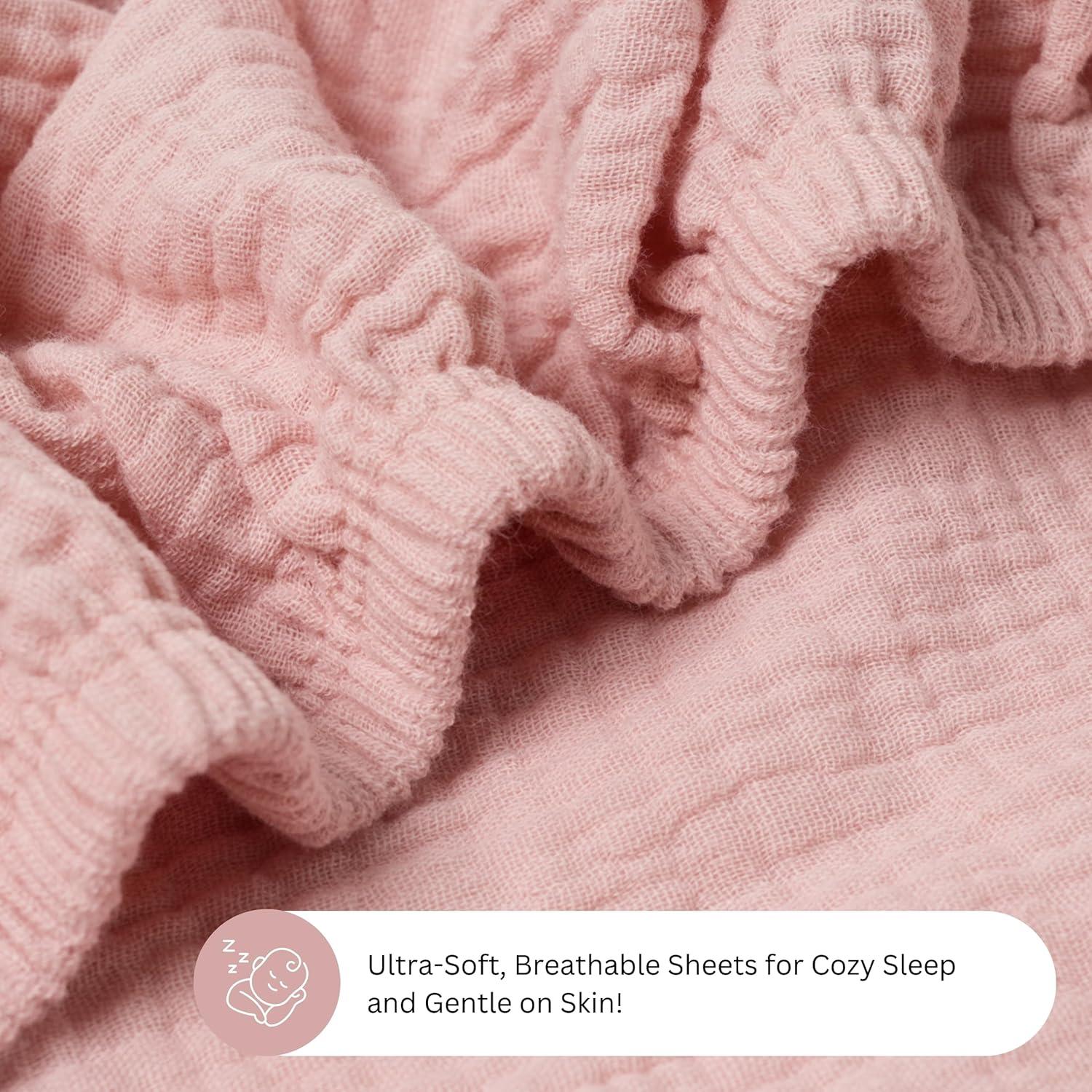 Sábanas de Muselina Tansy Panda para Cuna 81x41 cm Rosa