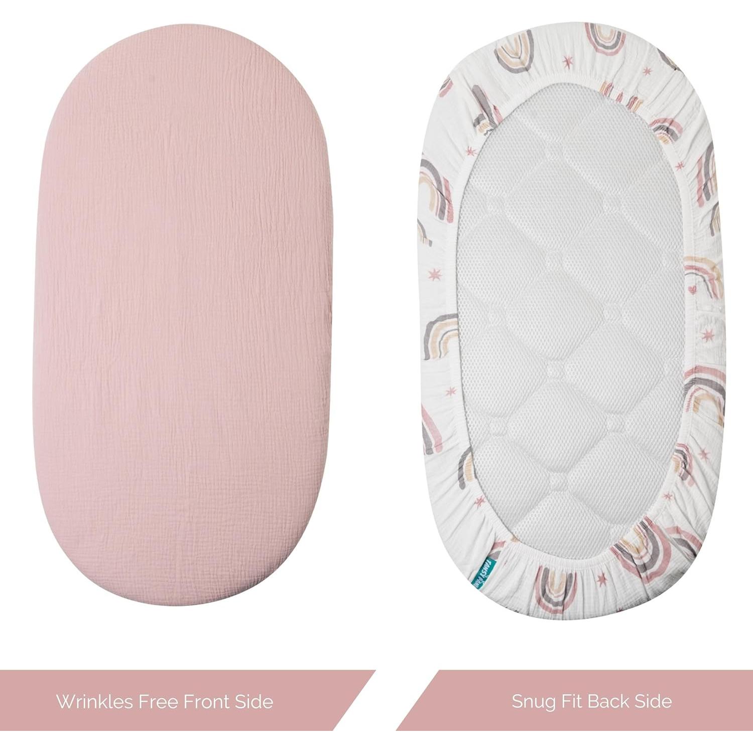 Sábanas de Muselina Tansy Panda para Cuna 81x41 cm Rosa