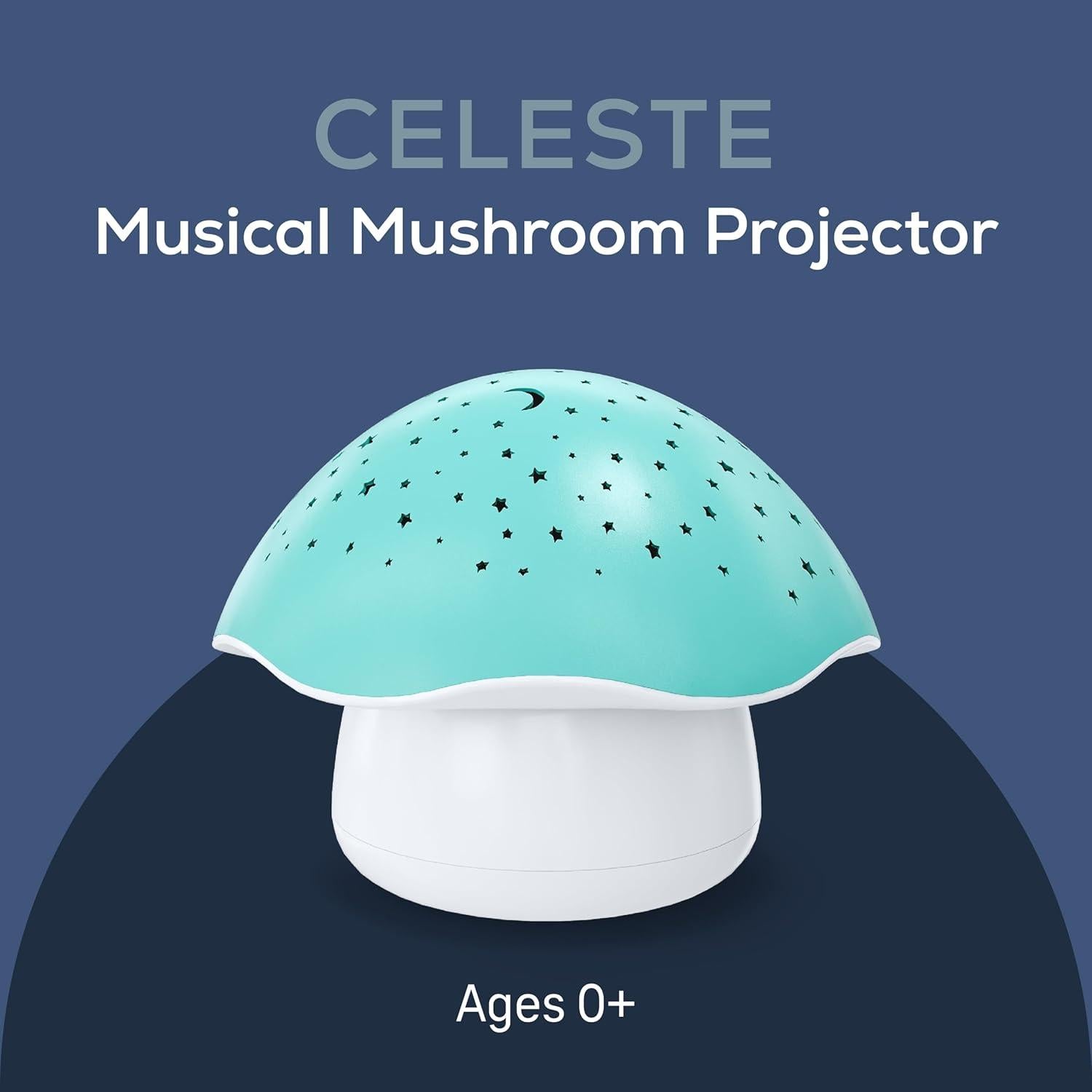 Proyector Nocturno Musical Hongo Celeste para Bebés - Luz y Sonido