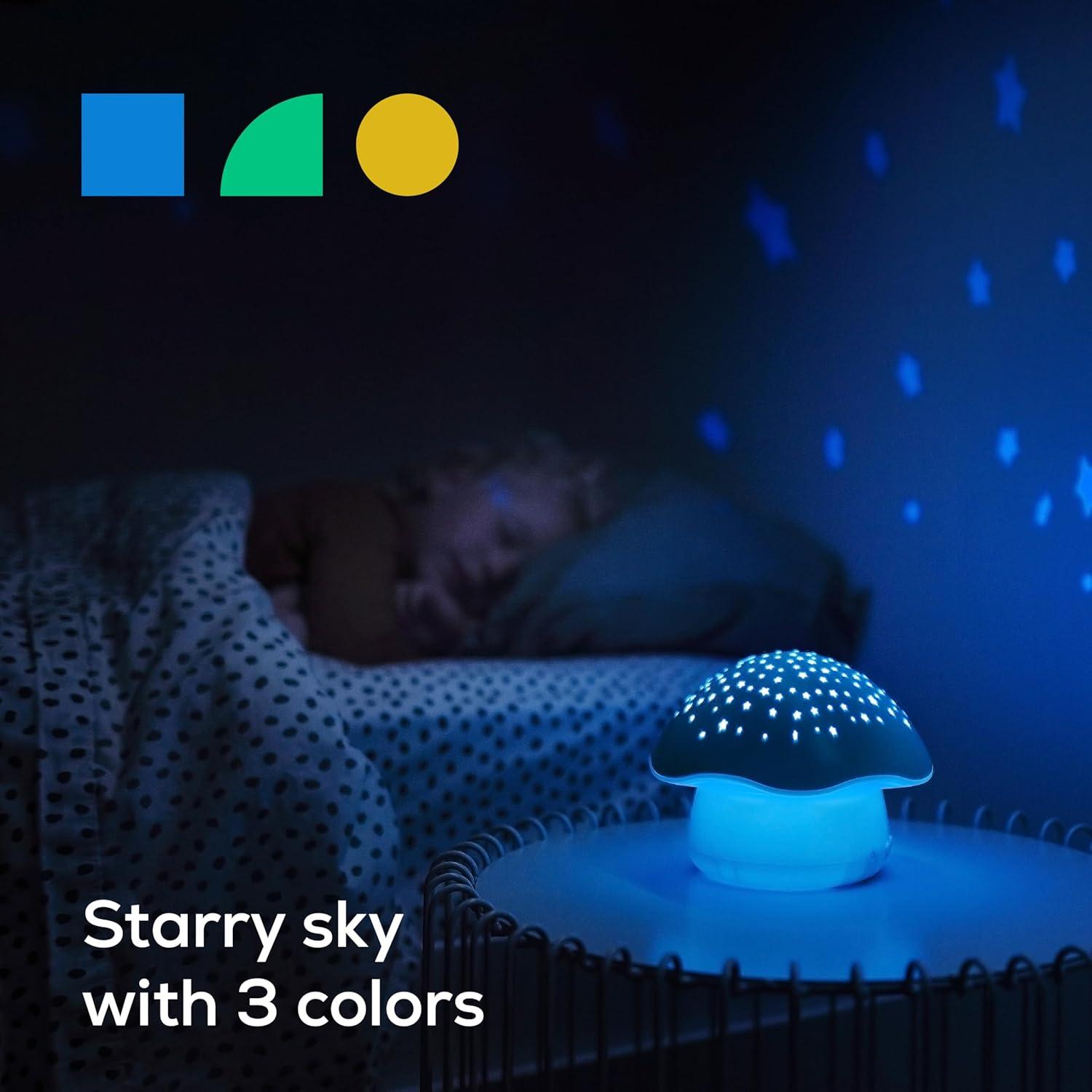 Proyector Nocturno Musical Hongo Celeste para Bebés - Luz y Sonido